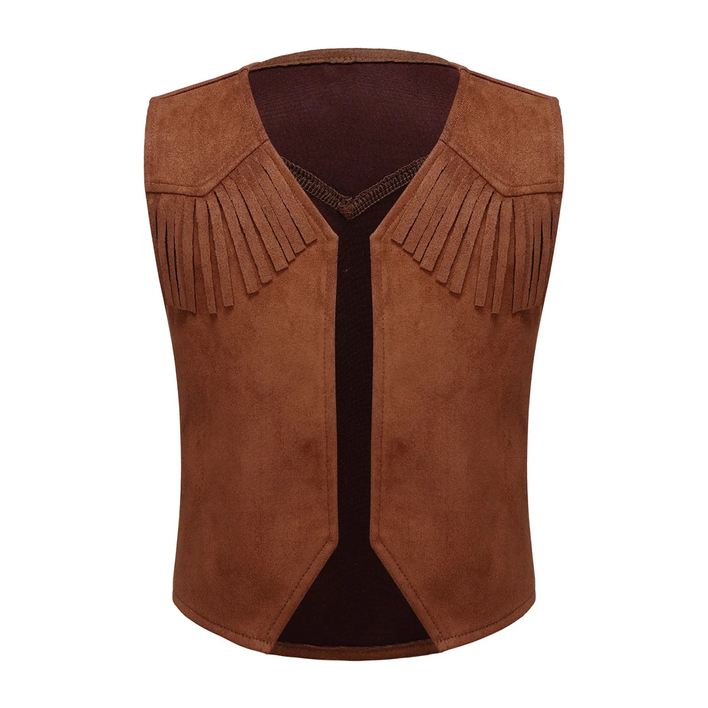 Boys Girls Western Cowboy Cosplay Costume Suede Fringe Vest with Bandanna Scarf Hat Halloween Carnival Party Cowgirl Dress Up