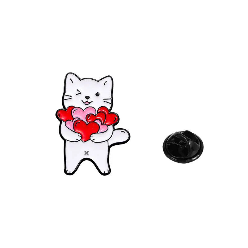 Broche en émail chat de dessin animé mignon, 4 pièces, Animal créatif, cadeau de saint-valentin, épingle à revers, Badge, sac à dos, vêtements, accessoires de chapeau