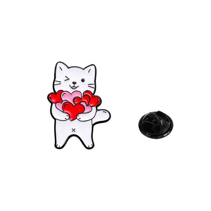 Broche en émail chat de dessin animé mignon, 4 pièces, Animal créatif, cadeau de saint-valentin, épingle à revers, Badge, sac à dos, vêtements, accessoires de chapeau