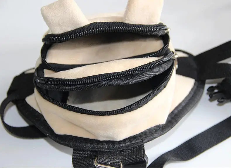 Sac à dos durable pour chien de compagnie, sac à dos auto-transporté pour chiot, laisse réglable, harnais portable de dessin animé, sac de collation en plein air pour chien en peluche