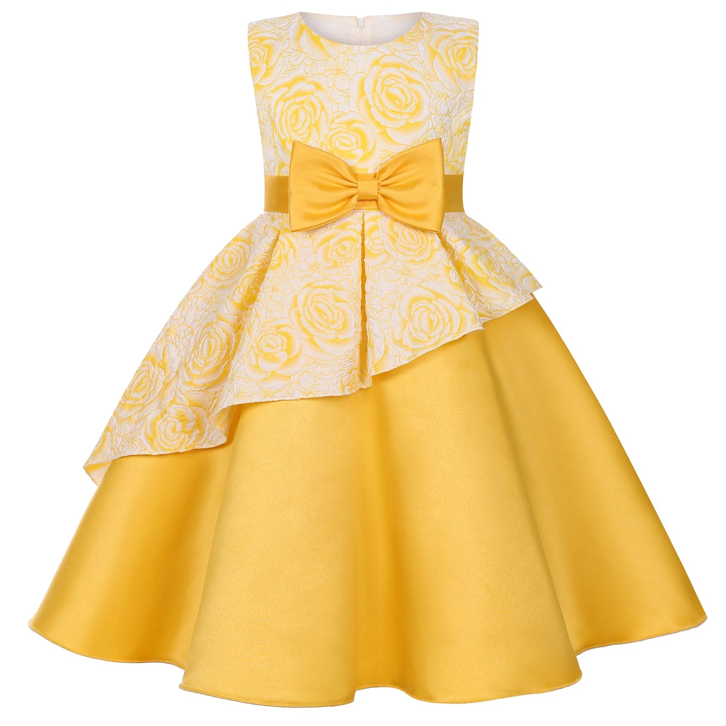 Robe de soirée pour fille - Robe de danse élégante de style princesse à fleurs - Robe de fête d'anniversaire, robe de mariée, robe de demoiselle d'honneur