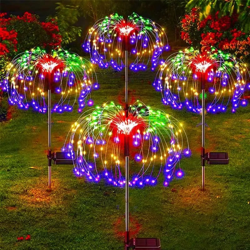 LED Solar Fireworks Lights Garden Decoration Fairy Lights Waterproof Outdoor Dandelion Lawn Lamp for Garden Landscape Lawn Decor