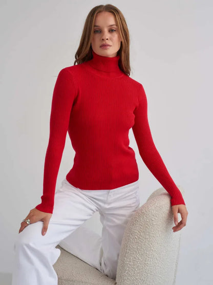 Women Sweater 2024 Autumn Knitted Pullovers Turtleneck Slim Knitting Bottoming Shirt Solid Color Knitwear Jumpers Basic Sweaters
