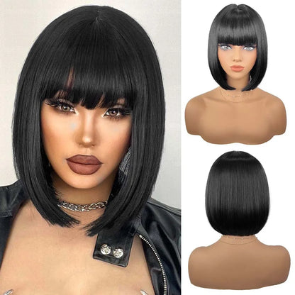 Perruque synthétique multicolore arc-en-ciel pour fêtes quotidiennes, perruque cosplay Halloween, perruque coiffure bob, couvre-chef