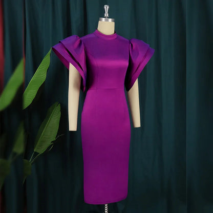 AOMEI-Robe de soirée mi-longue pour femme, col haut, manches évasées, dos nu brillant, grande taille, queue de cheval formelle, robe de soirée, quoi que ce soit, été