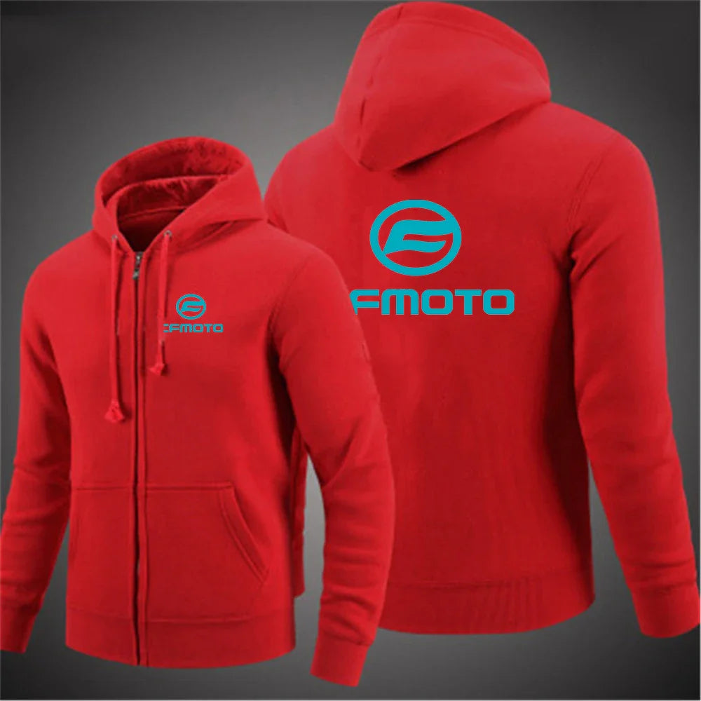 2025 Spring And Autumn Man's Anti Collision Shirt Solid Color Coat Cfmoto Logo Print Simple Style Handsome Slim Jacket Hoodies