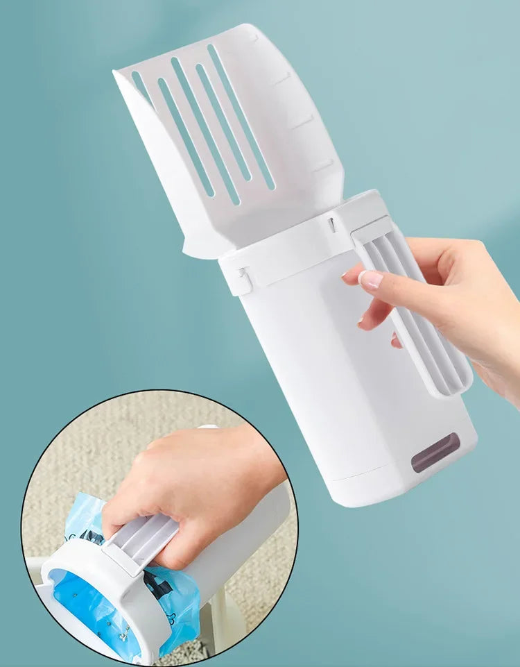 Pelle à litière pour chat, cuillère à litière Portable pour chat avec poubelle intégrée, grande pelle à litière, système d'élimination des merdes de chat