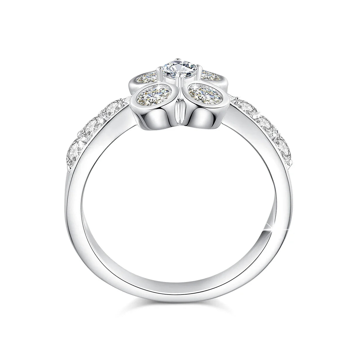 0.9CT Moissanite Ring for Women D VVS1 Round Diamond Double Halo Ring Engagement Christmas 925 Sterling Silver Wedding