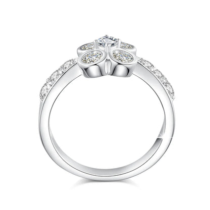 0.9CT Moissanite Ring for Women D VVS1 Round Diamond Double Halo Ring Engagement Christmas 925 Sterling Silver Wedding