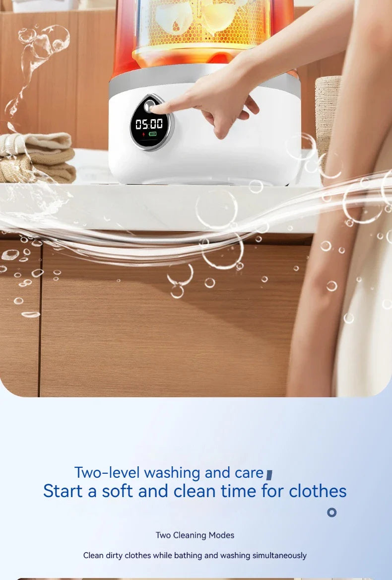 Mini Washing Machine Portable Rechargeable Fully Automatic Washing Machine for Underwear, Socks, and Small Laundry
