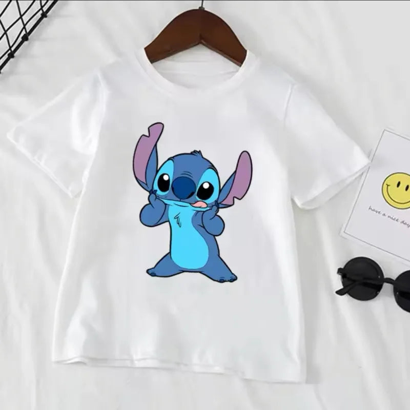 Stitch Stitch Series Peripheral Cartoon Pattern Printed Children's Clothing Summer Edition Boys and Girls Round Neck T-shirt
