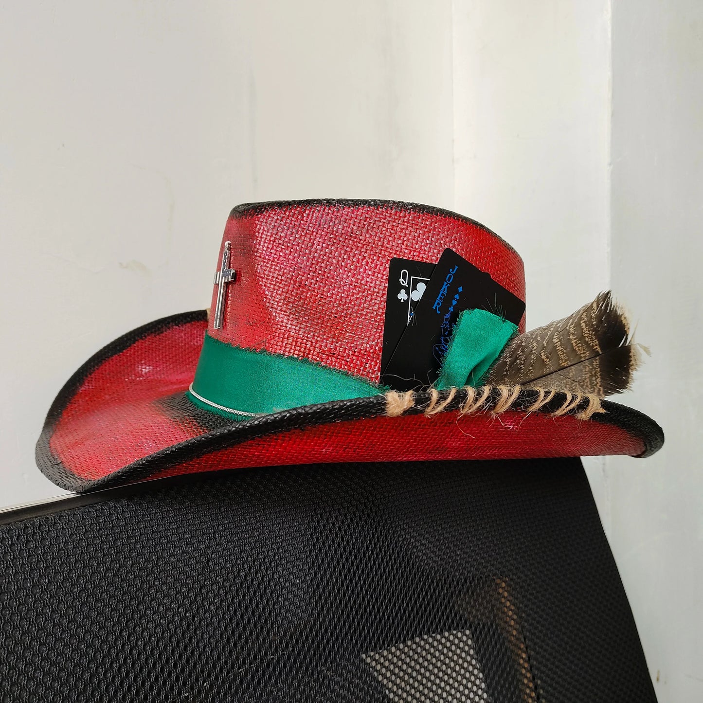 Cowboy hat summer straw hat unisex cowboy hat jazz cowboy straw hat wide brim hat spray paint custom hat party cowboy hat