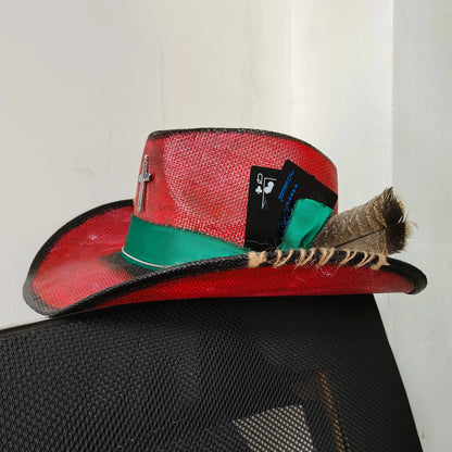 Cowboy hat summer straw hat unisex cowboy hat jazz cowboy straw hat wide brim hat spray paint custom hat party cowboy hat