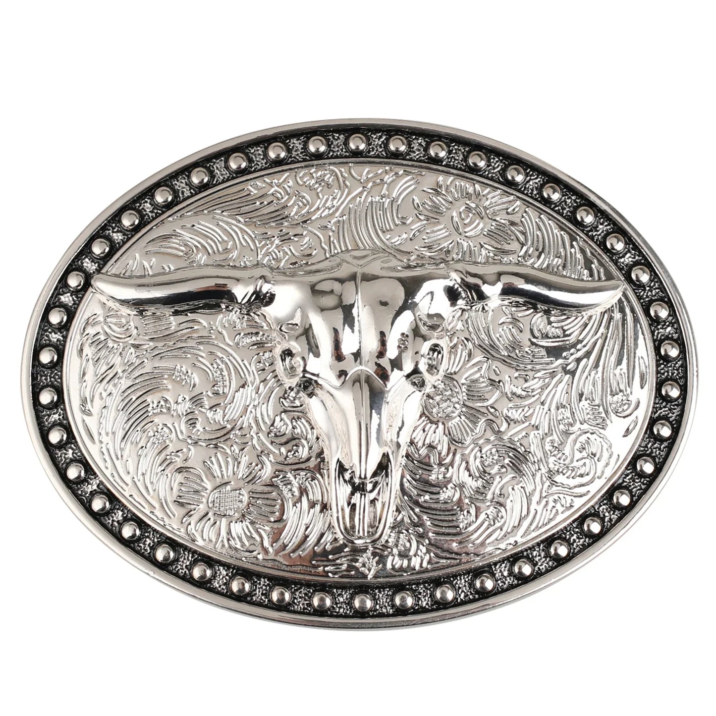 Men's White Big ox head Belt Buckle Cowboy Belt Accessories Cow Head
