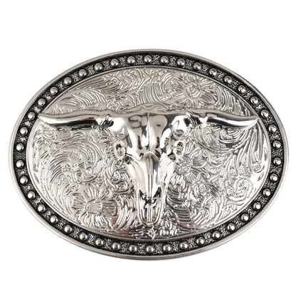 Men's White Big ox head Belt Buckle Cowboy Belt Accessories Cow Head