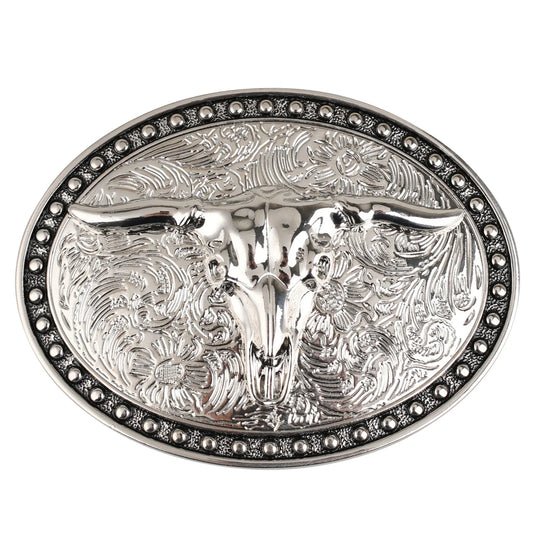 Men's White Big ox head Belt Buckle Cowboy Belt Accessories Cow Head