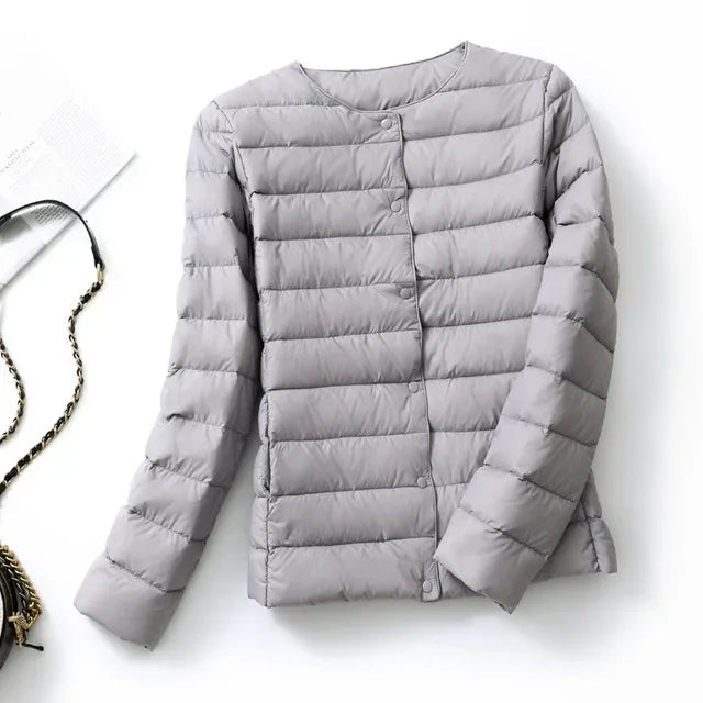 2024 New Spring Winter Women Liner Warm Down Jackets Ultralight Collarless Portable Female Padded Parkas O-Neck Puffer Overcoat