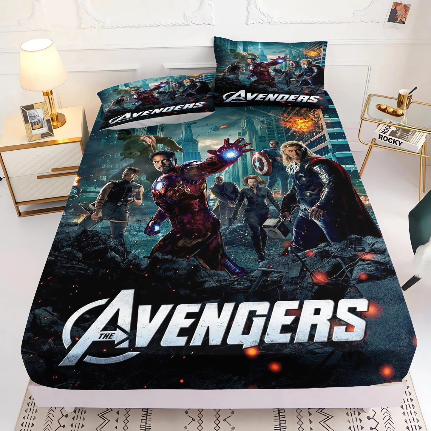 Marvel's Avengers 2/3pcs Bedding Set Fitted Sheet Printed 100% Polyester Anime Home Decor Suitable For Children And Adults