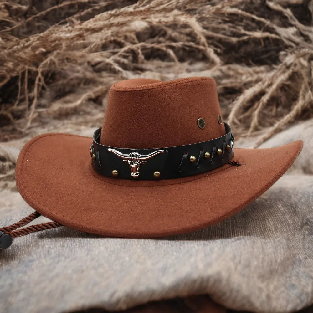 Nouveau Chapeau de Cowboy de Style Occidental pour Hommes et Femmes Chapeau de Gentleman Rétro à Large Bord Chapeau de Cowgirl Jazz Chapeaux de Soleil Tendance pour l'Été