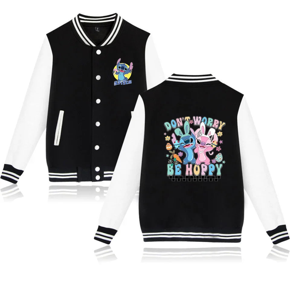 Lilo Stitch Baseball Jacket Men Women Hip Hop Harajuku Jackets Streetwear Kids Boys Girls Loose College Coats