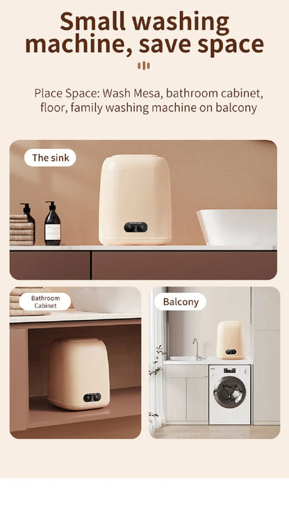 Mini Washing Machine,9L Capacity，Portable Home Dormitory Underwear Socks Elution Washer,3 Major Cleaning And Care Modes