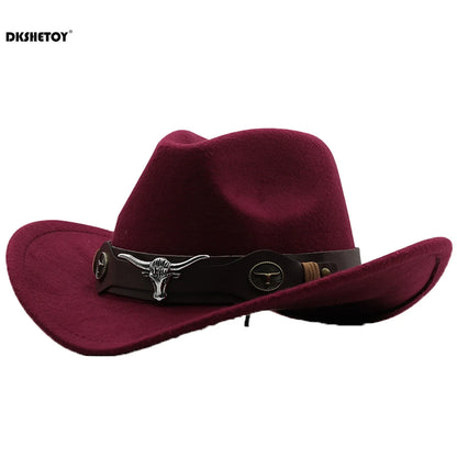 Chapeaux de Cowboy à la mode, chapeau Panama de Cowgirl à large bord avec ceinture rétro pour déguisement de fête