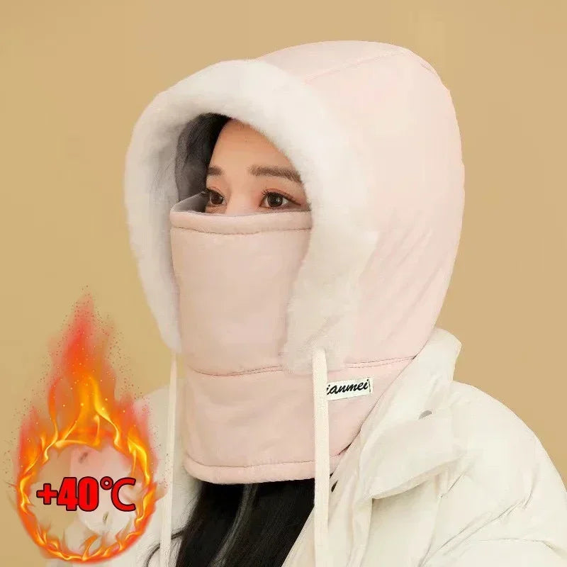 Cagoule thermique pour temps froid, écharpe d'hiver, capuche coupe-vent, chapeau en peluche, chauffe-cou, masque facial de Ski pour les activités de plein air