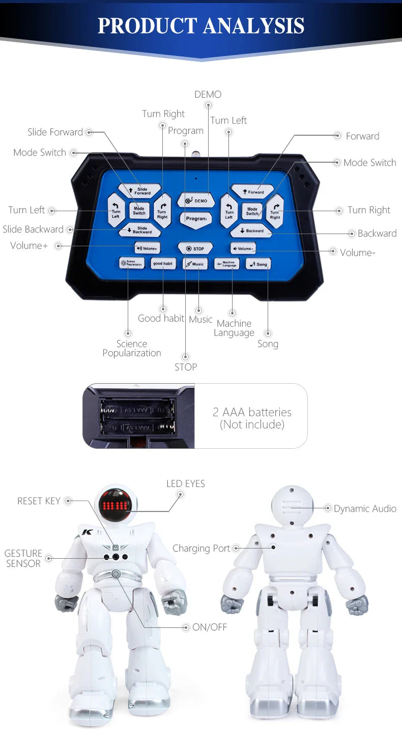 JJRC-Robot R18 avec pigments rc, présentation automatique, robot intelligent rc, capteur de geste, robots intelligents, jouets pour enfants, cadeau
