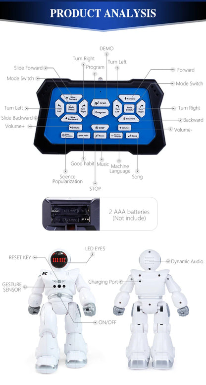 JJRC-Robot R18 avec pigments rc, présentation automatique, robot intelligent rc, capteur de geste, robots intelligents, jouets pour enfants, cadeau