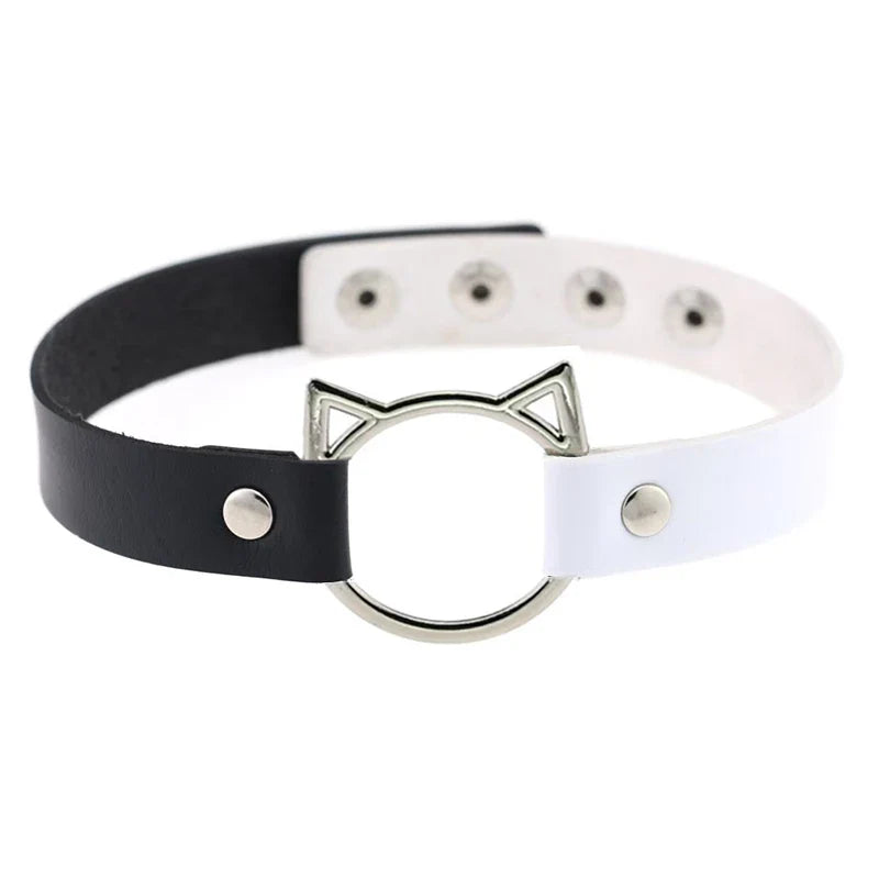 Collier gothique d'Halloween en cuir PU avec tête de chat, collier doux Y2k, cadeau de mode pour femme, cadeau de Noël pour la Saint-Valentin