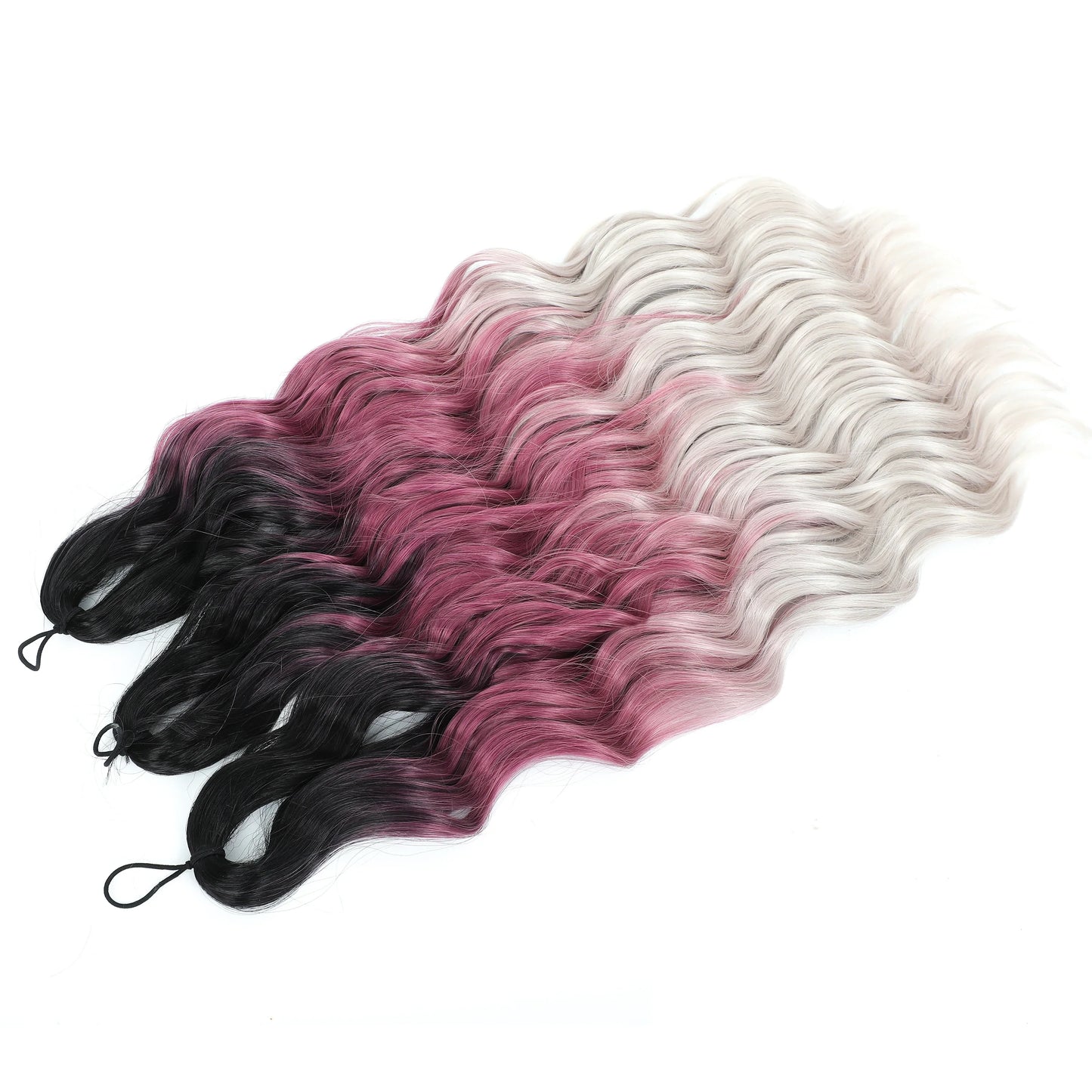 24Inch Crochet Hair Synthetic Braiding Hair Extensions Water Wave Ombre Rainbow color Fake Hair ANNA Deep Wave Curly Hair