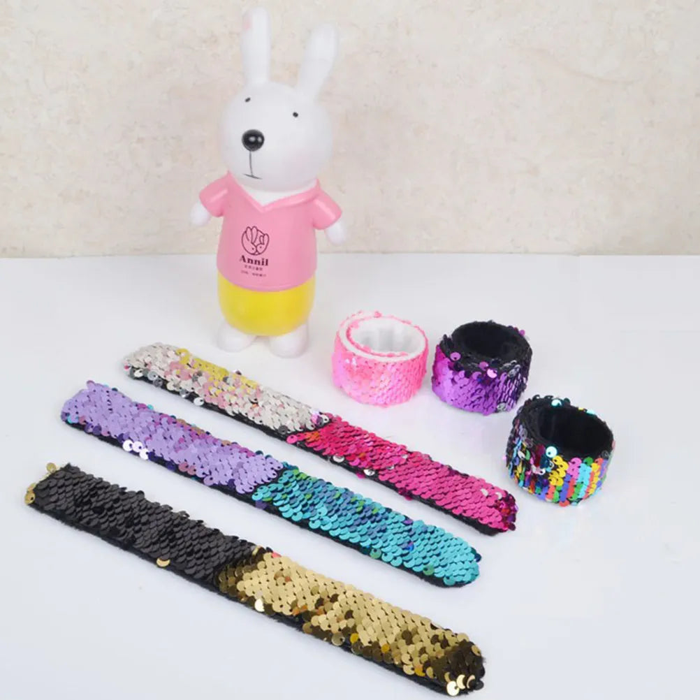 10 bracelets à claquer, design sirène, paillettes brillantes, cadeaux pour enfants et filles, idéal pour fêtes d'anniversaire