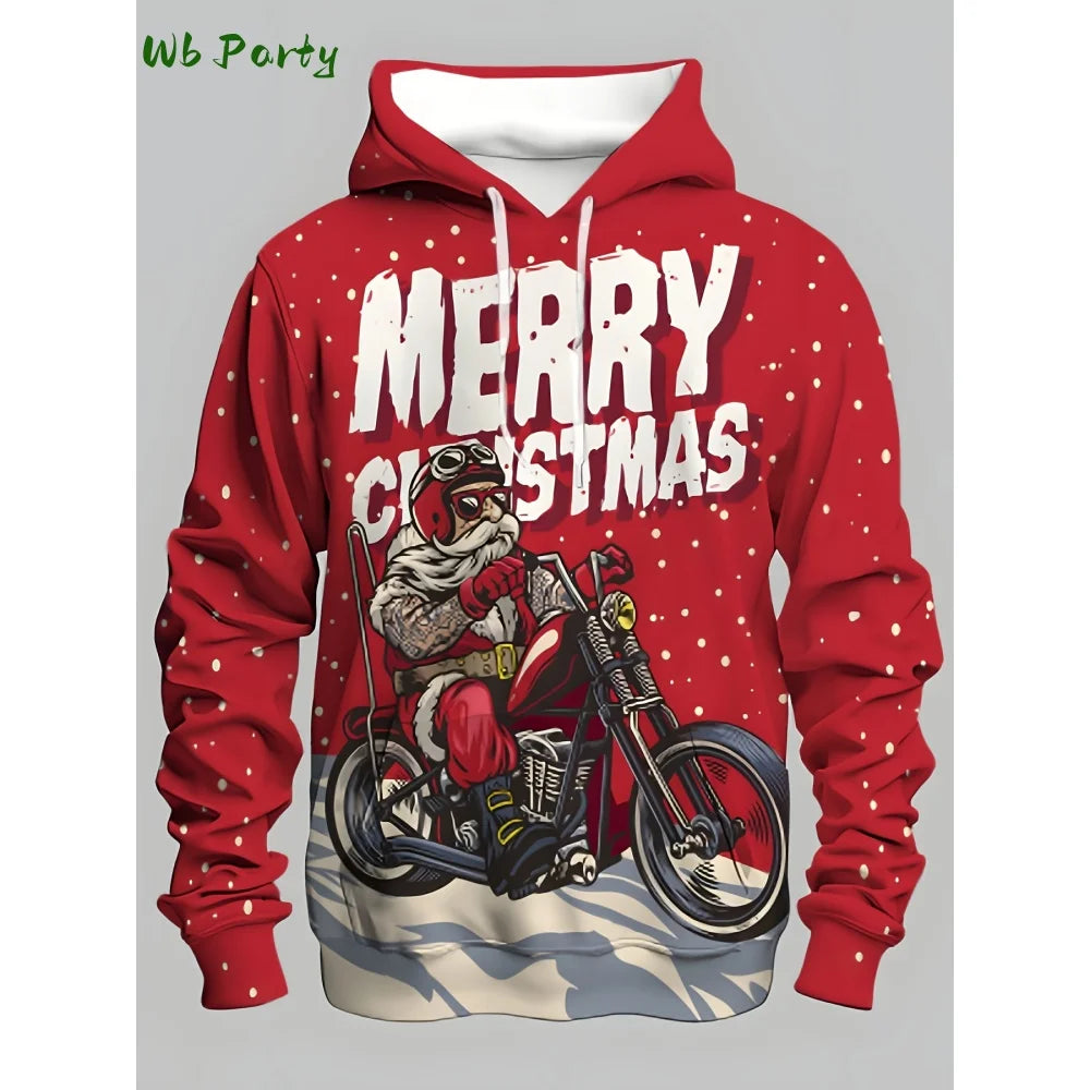 Pull à capuche de Noël 2025 pour homme, mode, imprimé 3D, sweat-shirt drôle Père Noël, graphique Harajuku, chemisier, vêtements pour homme