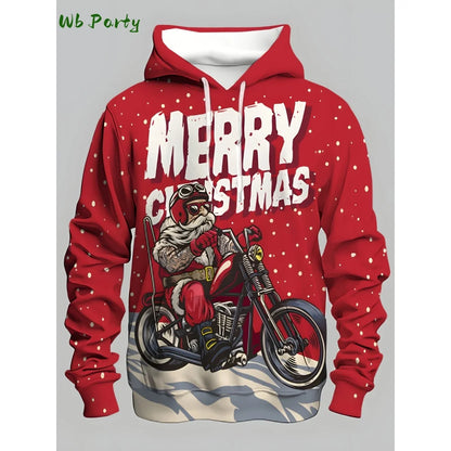 Pull à capuche de Noël 2025 pour homme, mode, imprimé 3D, sweat-shirt drôle Père Noël, graphique Harajuku, chemisier, vêtements pour homme