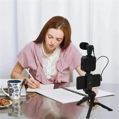 Smartphone VzonKit avec trépied, support de téléphone, mini microphone, lumière de remplissage LED, démarreur pour TikTok, diffusion en direct, vidéo prometteuse