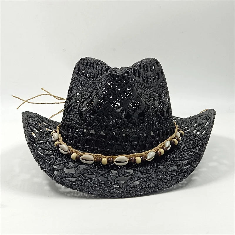 The latest Cowboy hat rose red retro straw hat 2023 new men's and women's jazz Cowboy hat straw hat sun hat summer hat sombrero