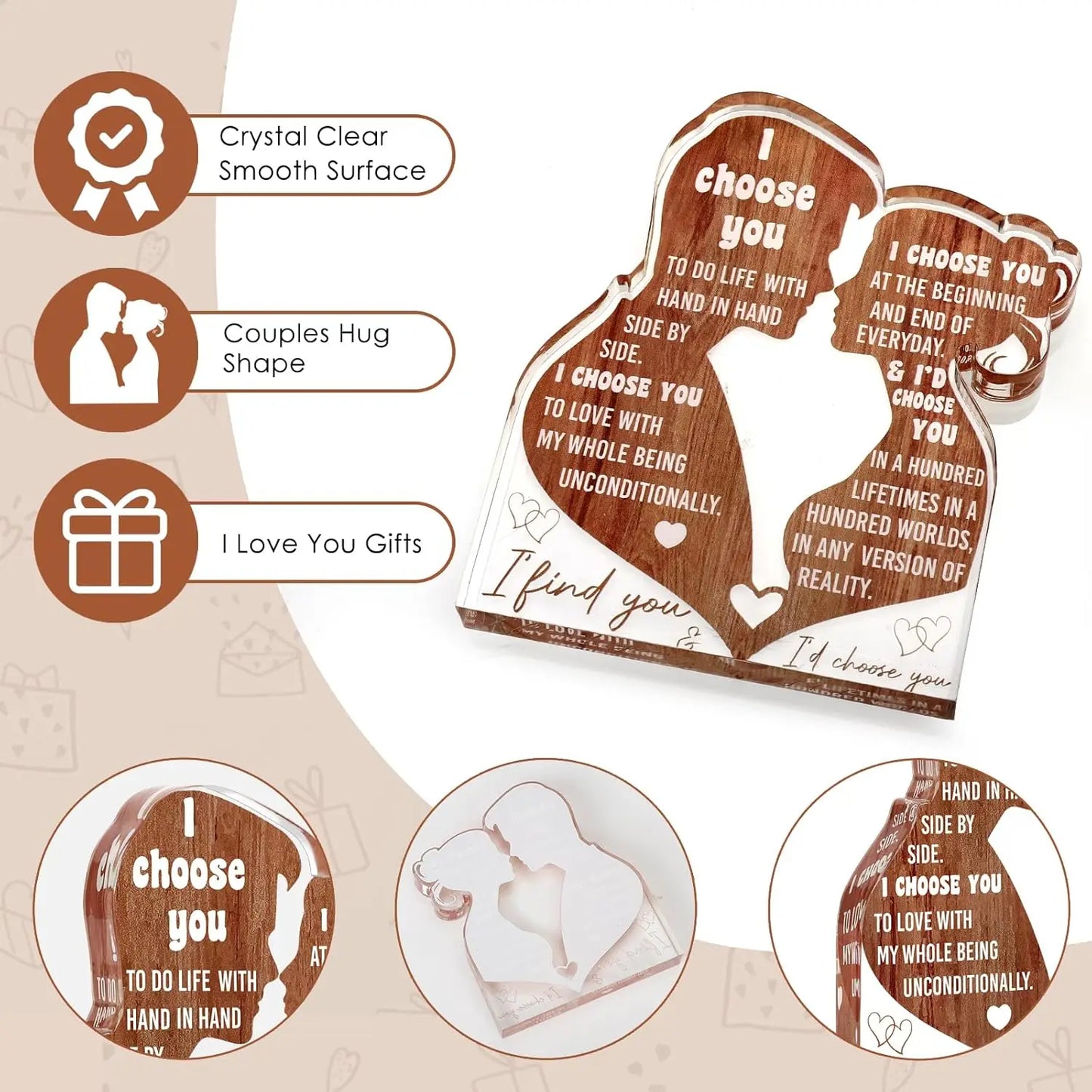 2D plat, je t'aime cadeaux pour elle lui, femme, mari, petit ami, petite amie, anniversaire romantique, saint-valentin, cadeau d'amour de noël
