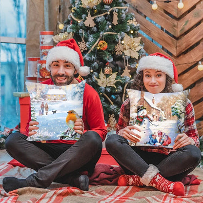 Housse de coussin de noël, père noël, décor de joyeux noël pour la maison, ornements de noël 2025, cadeaux de noël, nouvel an 2026