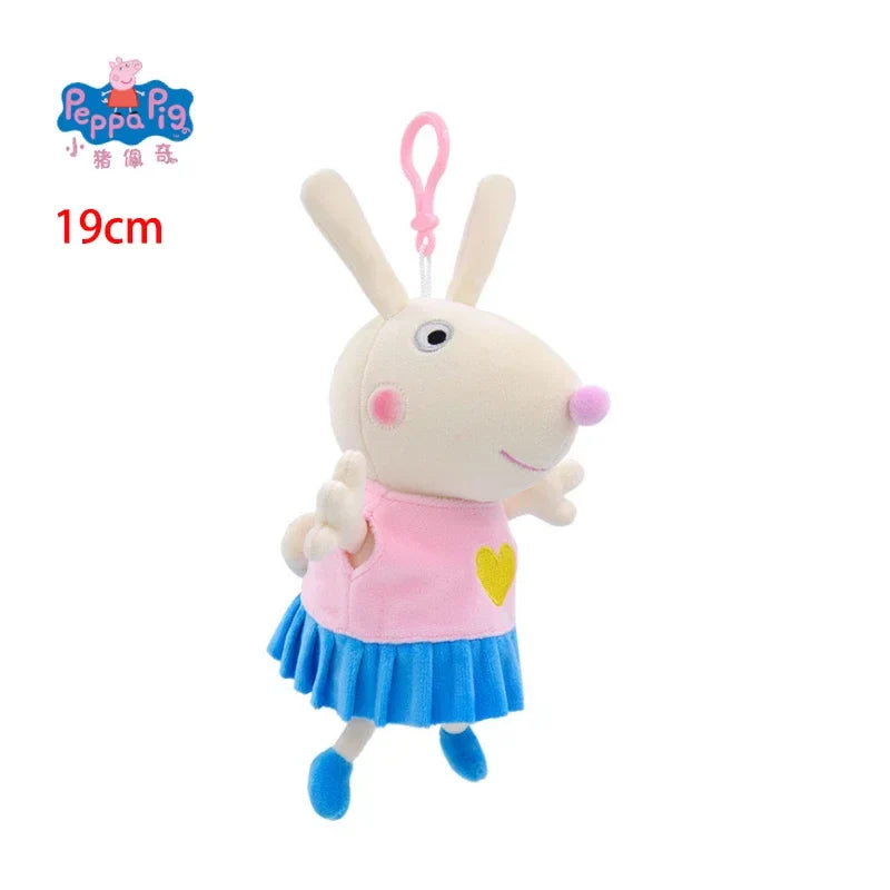 Peluches Peppa Pig et George authentiques de 19 cm, porte-clés de haute qualité, pendentif poupée animal de dessin animé, cadeaux d'anniversaire pour enfants