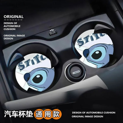 Stitch creative cartoon car coaster car water cup slot mat car interior decoration supplies non-slip mat storage mat universal