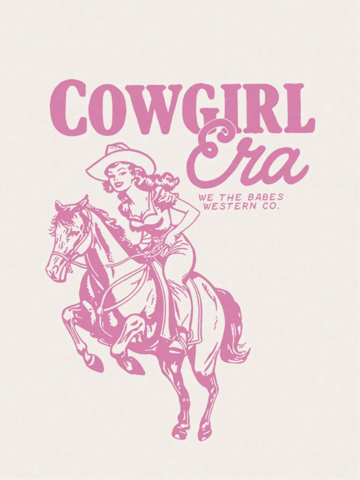 T-shirt imprimé lettre graphique « Cowgirl à cheval », col rond, manches courtes, printemps-été