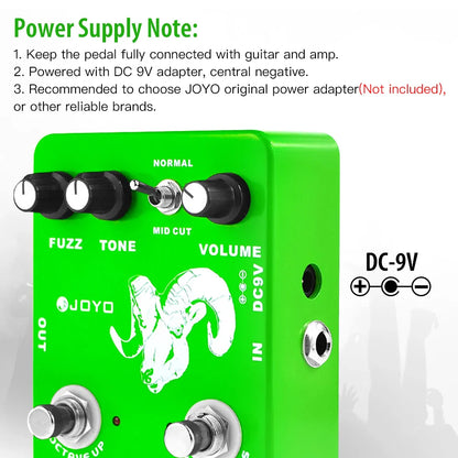 JOYO JF-12 Voodoo Octave Fuzz pédale d'effet guitare à la distorsion et effet octave véritable contournement guitare électrique pédale de basse