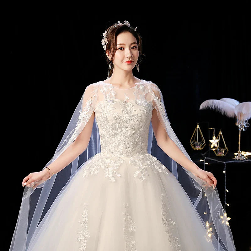 Robe de mariée personnalisée à lacets, broderie, traîne, princesse, vintage, grande taille, robes de bal