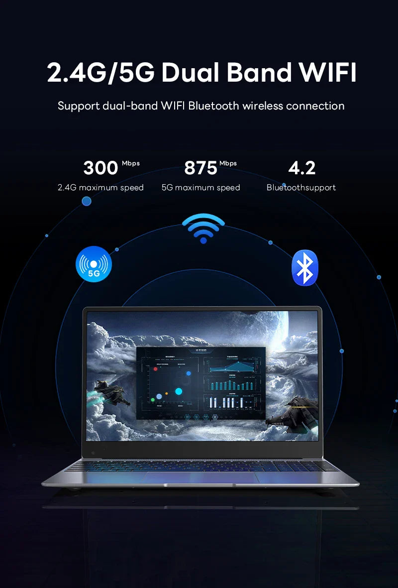 BYONE 15.6 Inch IPS Screen Laptop 8GB RAM Intel 11th N5095 Netbook Windows 11 Pro Gaming Office Notebook Business Pc Portable