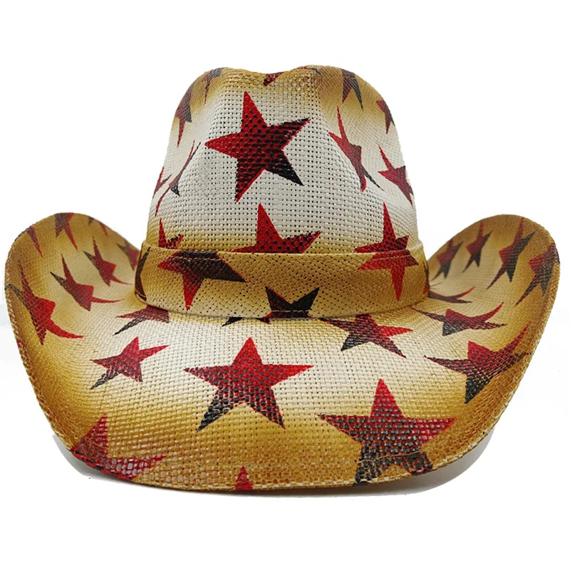 The latest Cowboy hat rose red retro straw hat 2023 new men's and women's jazz Cowboy hat straw hat sun hat summer hat sombrero