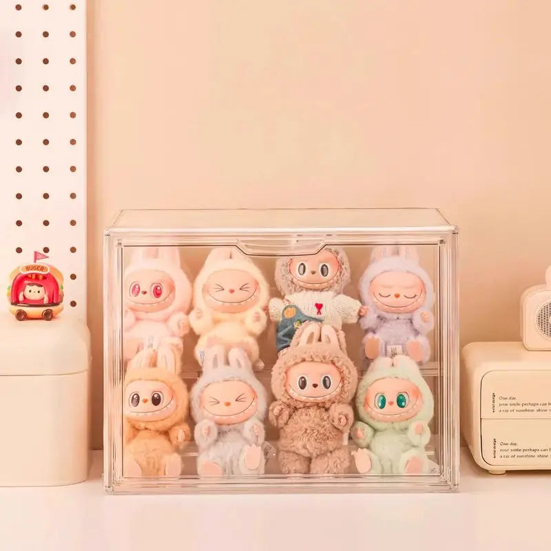Labubu Doll Storage Box Large Capacity Transparent Acrylic Display Cabinet Dustproof Case Desktop Organizer For Home