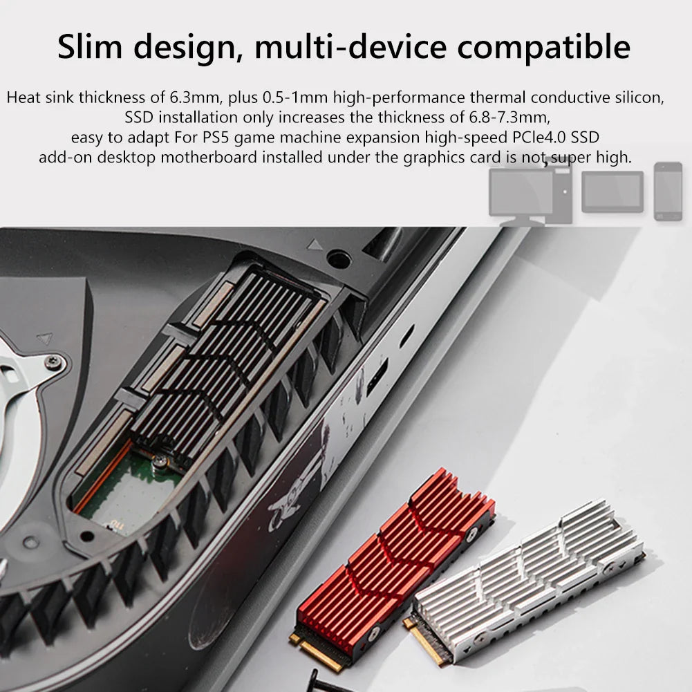 M.2 SSD NVMe Heat Sink heatsink M2 2280 SSD Hard Disk Aluminum Heat Sink with Silicone Thermal Pad for PC / PS5 PCIE 2280 SSD