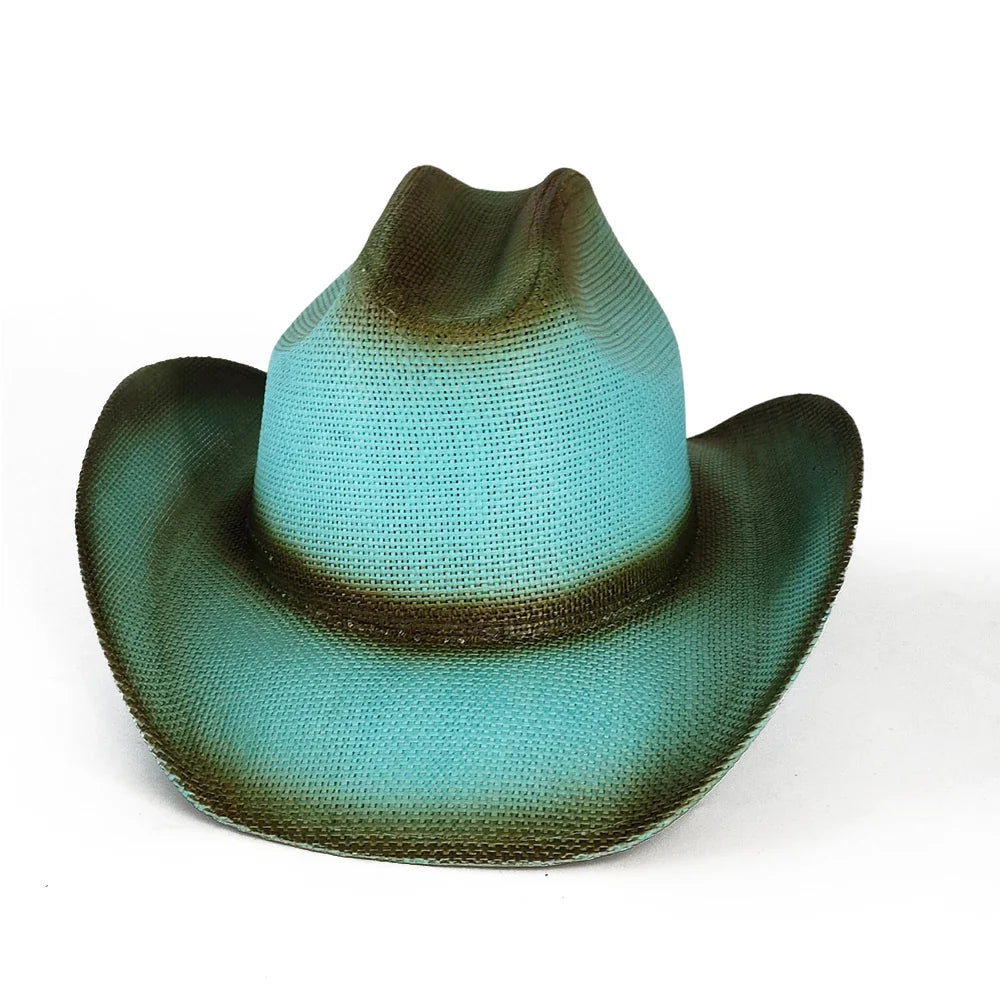 Nouveau chapeau de cowboy dégradé rétro Western pour hommes et femmes, chapeau de cowboy de scène de fête en plein air, chapeau de chevalier, sombrero de cowgirl vaquero
