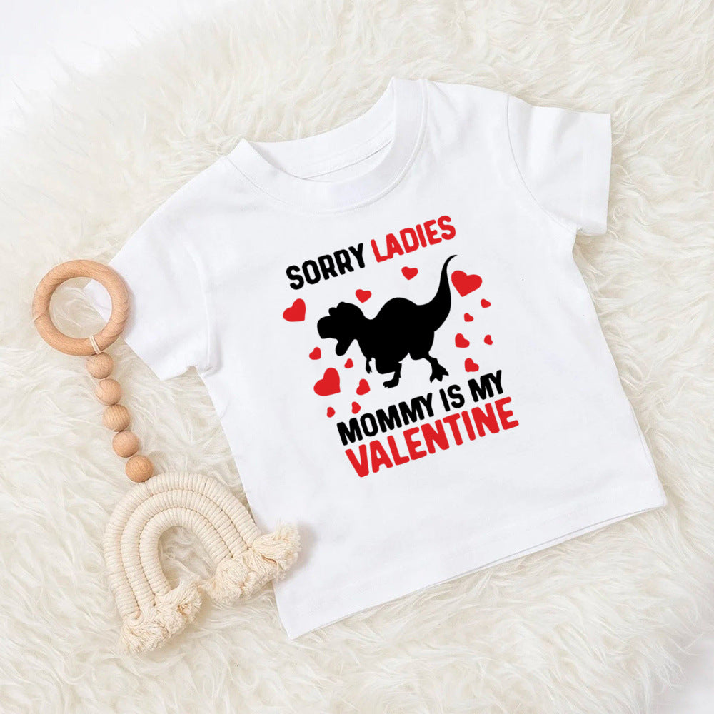 T-shirt imprimé pour maman et papa, vêtements pour enfants, hauts pour garçons et filles, tenue décontractée pour fête de la saint-valentin