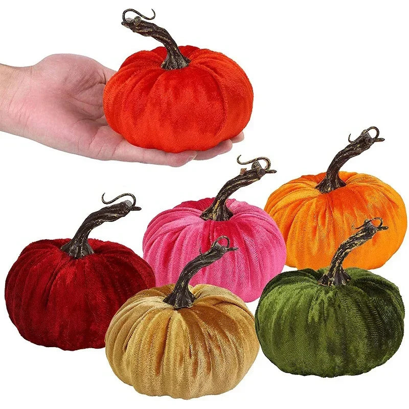 New Fake Velvet Pumpkin Halloween Decoration Pumpkins Small Foam Pumpkins Autumn Table Decor Thanksgiving Photography Props